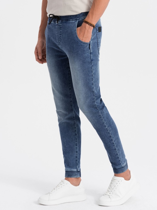 Spodnie męskie marmurkowe jeansowe JOGGERY - jasnoniebieskie V2 OM-PADJ-0133 - XXL