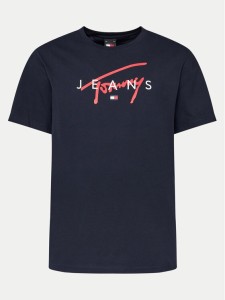 Tommy Jeans T-Shirt Signature Twist DM0DM19683 Granatowy Regular Fit