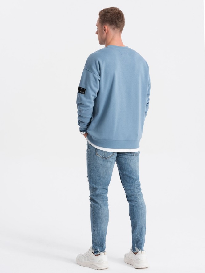 Bluza męska OVERSIZE z imitacją koszulki - niebieska V5 OM-SSNZ-0126 - XXL