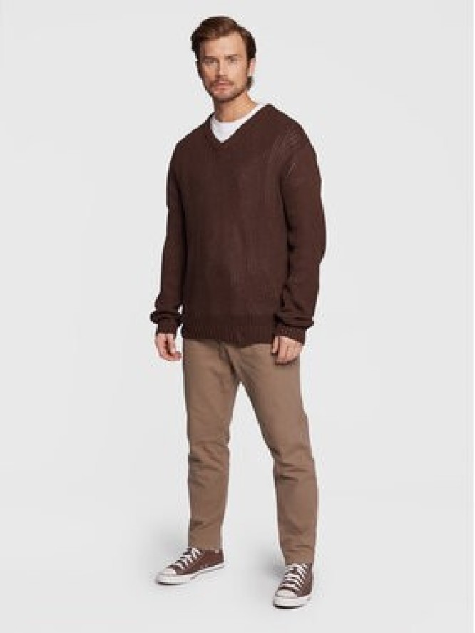 Redefined Rebel Sweter Henry 212091 Brązowy Relaxed Fit