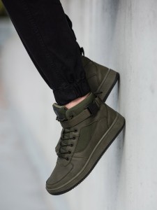 Buty męskie sneakersy za kostkę - khaki V4 T317 - 44