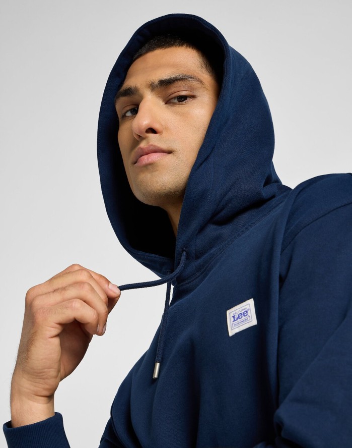 LEE WW HOODIE MĘSKA BLUZA Z KAPTUREM NIEROZPINANA INKY BLUE 112355612 LM02008543