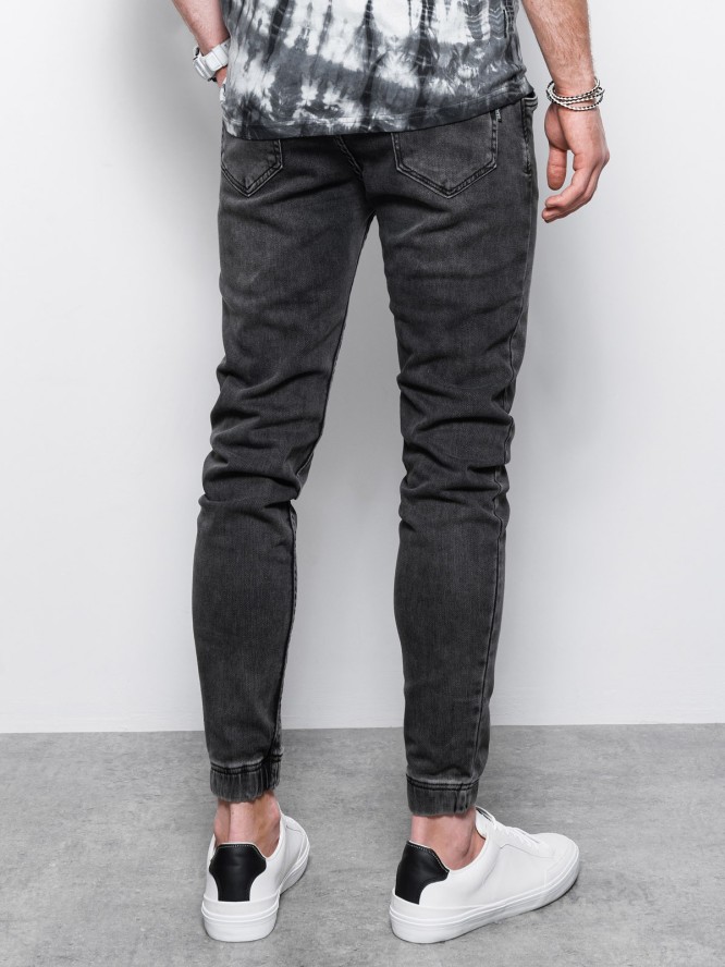 Spodnie męskie jeansowe joggery - czarne P907 - XXL