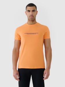 T-shirt regular z nadrukiem męski - pomarańczowy