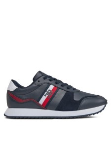 Tommy Hilfiger Sneakersy Runner Evo Leather FM0FM04714 Granatowy