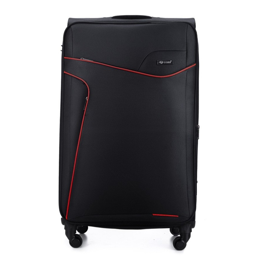 Duża walizka miękka L Solier STL1651 czarno-czerwona
