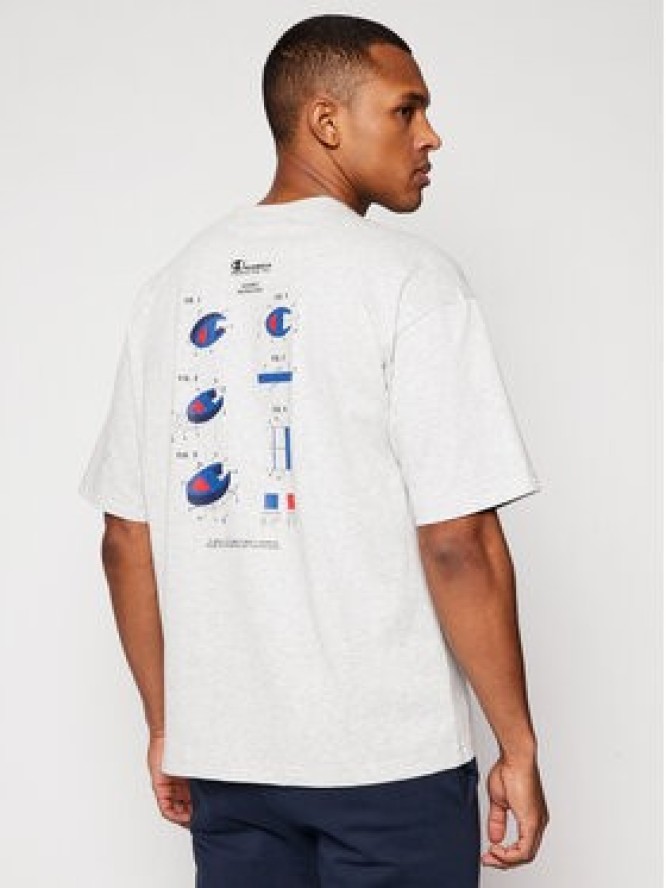 Champion T-Shirt Deconstructed C Logo 214420 Szary Custom Fit