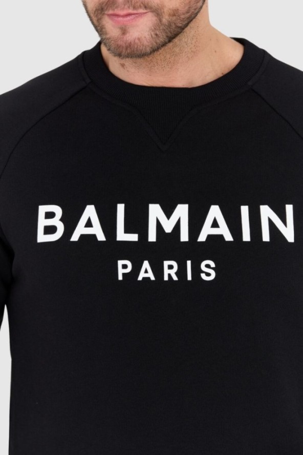 BALMAIN Czarna bluza męska z logo