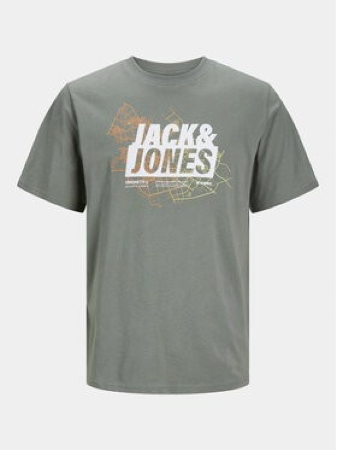 Jack&Jones T-Shirt Map Logo 12252376 Zielony Standard Fit