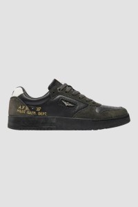 AERONAUTICA MILITARE Czarne męskie skórzane sneakersy A.F.B.