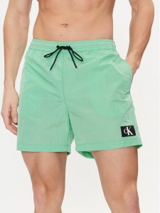 Calvin Klein Swimwear Szorty kąpielowe KM0KM00980 Zielony Regular Fit
