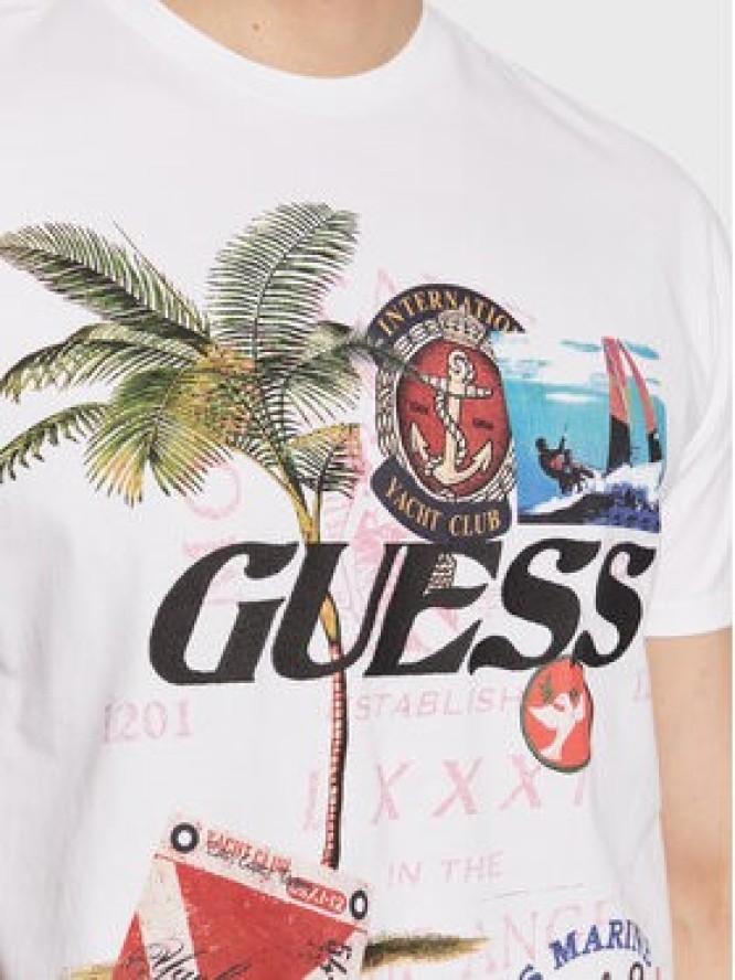 Guess T-Shirt Nautical Collage M3GI38 KBDL0 Biały Regular Fit