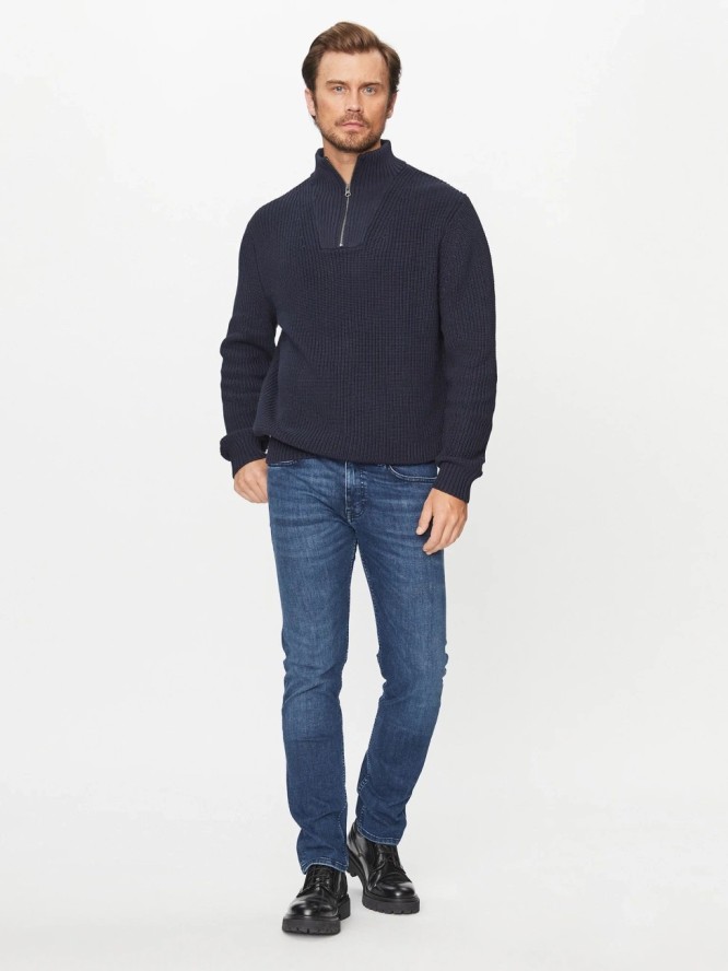 LEE HALF ZIP KNIT SKY MĘSKI SWETER ELEGANCKI CIEPŁY SKY BLUE 112341694 L83Y016371