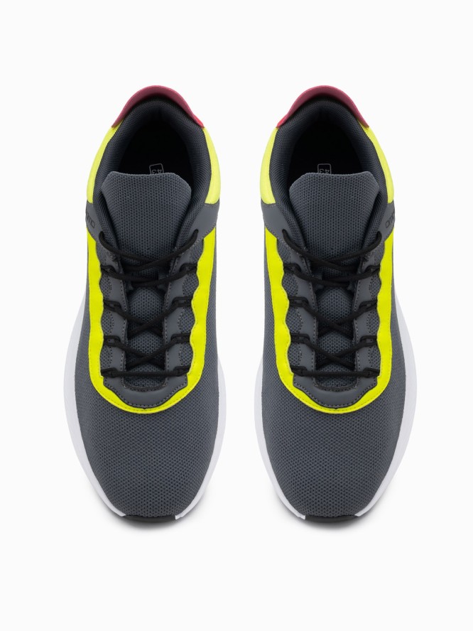 Męskie sneakersy z neonowymi wstawkami – grafitowe V3 OM-FOKS-0118 - 45