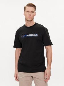 Calvin Klein T-Shirt Raised Linear Logo K10K112490 Czarny Regular Fit