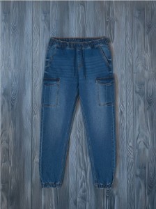 Jeansy jogger cargo - niebieski