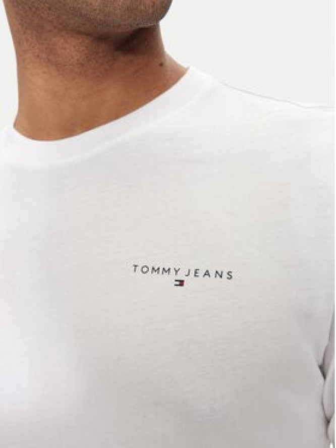 Tommy Jeans Longsleeve Linear DM0DM18551 Biały Slim Fit