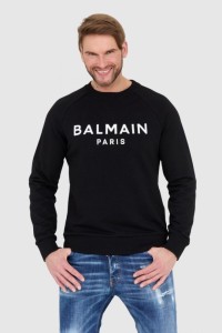 BALMAIN Czarna bluza męska z logo