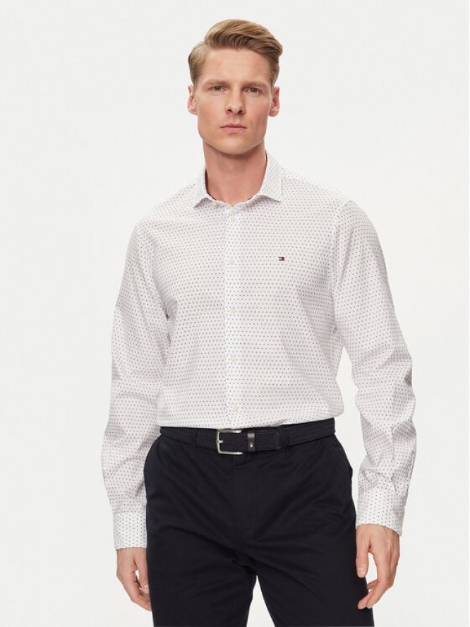 Tommy Hilfiger Koszula Circle MW0MW34649 Biały Slim Fit