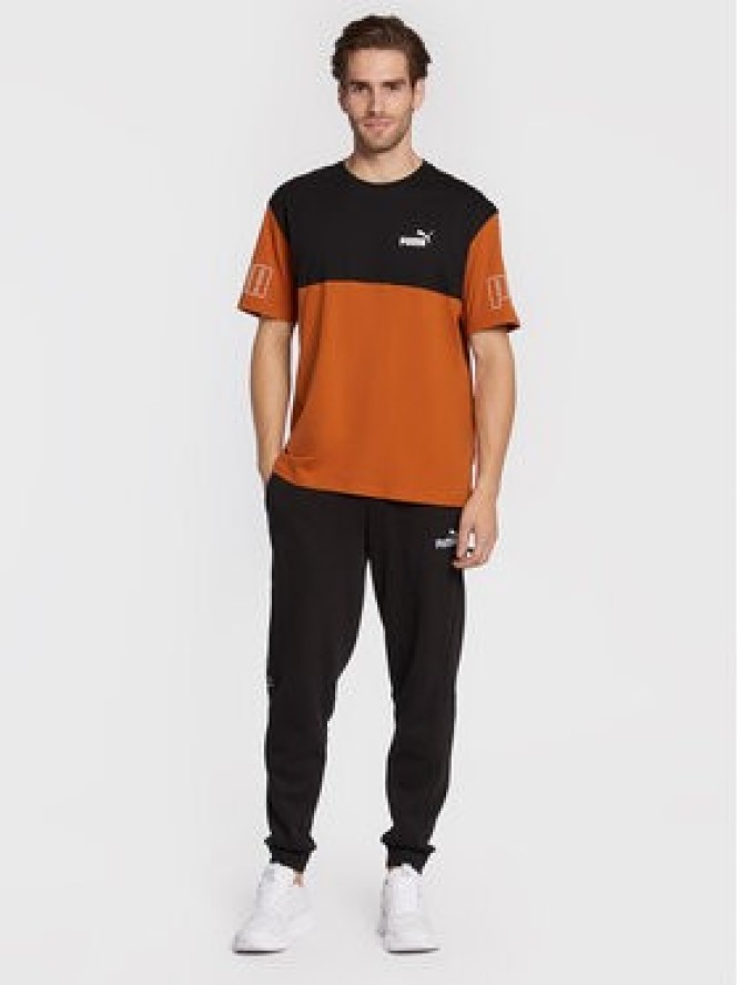 Puma T-Shirt Power Colorblock 671567 Pomarańczowy Relaxed Fit