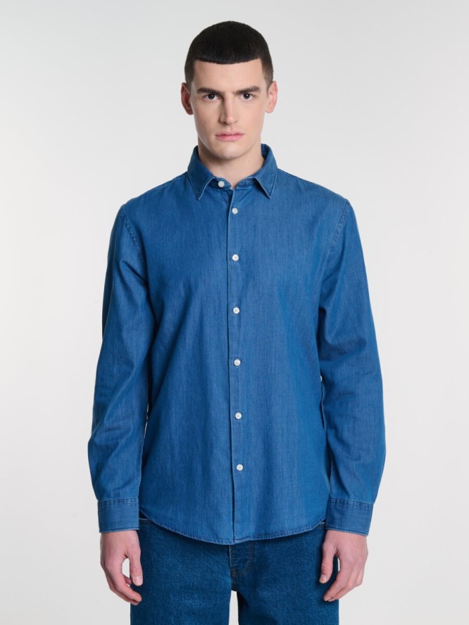 Koszula męska jeansowa niebieska Jansori 300