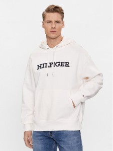 Tommy Hilfiger Bluza Monotype Embro MW0MW33062 Biały Regular Fit