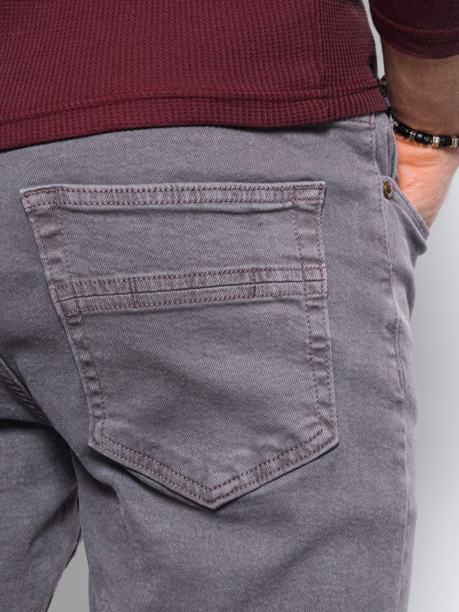 Jeansowe spodnie męskie bez przetarć SLIM FIT - grafitowe V5 OM-PADP-0148 - XXL