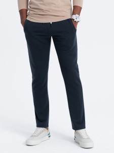 Spodnie męskie dresowe z prostą nogawką - granatowe V2 OM-PABS-0155 - XL