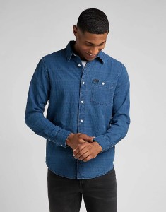 LEE LEESURE SHIRT MĘSKA KOSZULA INDIGO L66NCZDK