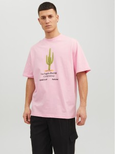 Jack&Jones T-Shirt Grocery 12230754 Różowy Oversize