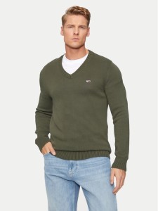 Tommy Jeans Sweter Essential DM0DM19429 Zielony Slim Fit