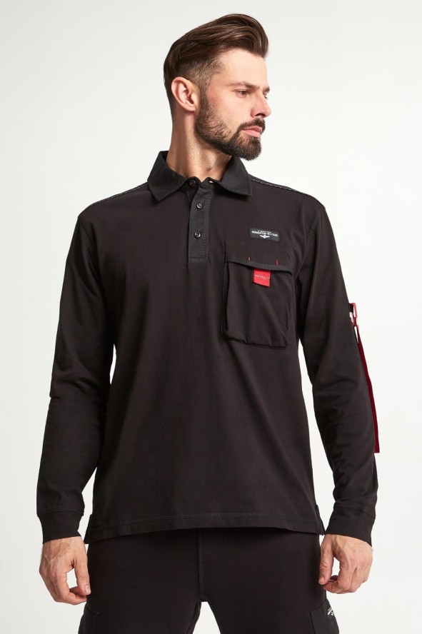 Longsleeve Polo męski AERONAUTICA MILITARE