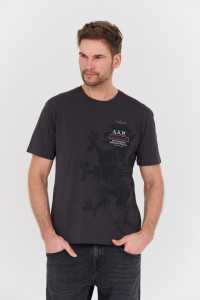 AERONAUTICA MILITARE Grafitowy t-shirt M.C.