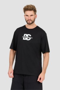 DOLCE & GABBANA Czarny t-shirt z dużym logo