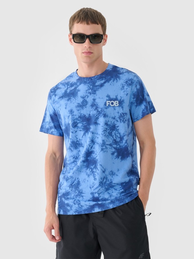 T-shirt regular gładki męski - niebieski