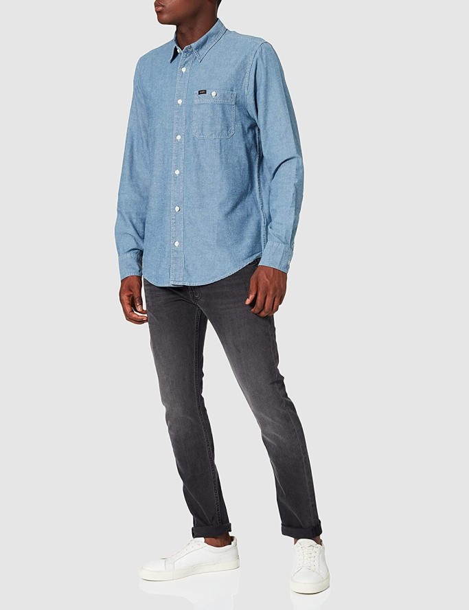 LEE LEESURE SHIRT MĘSKIE KOSZULE JEANSOWE INDIGO L66NMWDK