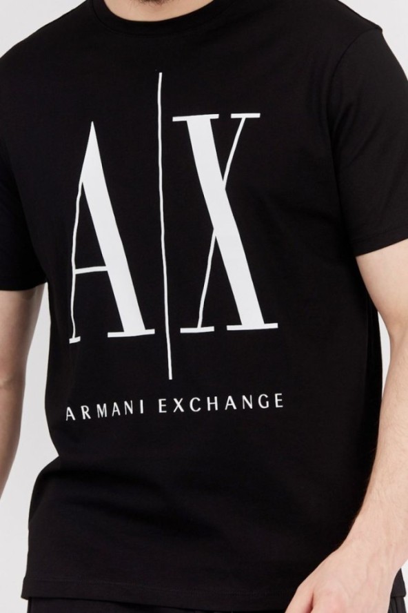 ARMANI EXCHANGE Czarny t-shirt męski z dużym logo