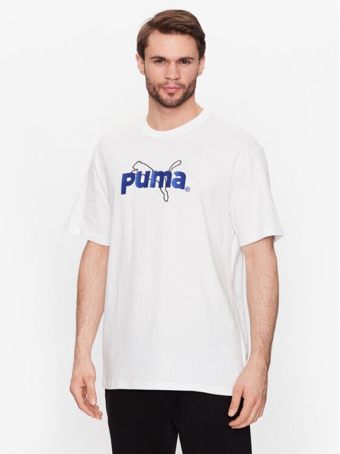 Puma T-Shirt Team Graphic 538256 Biały Relaxed Fit