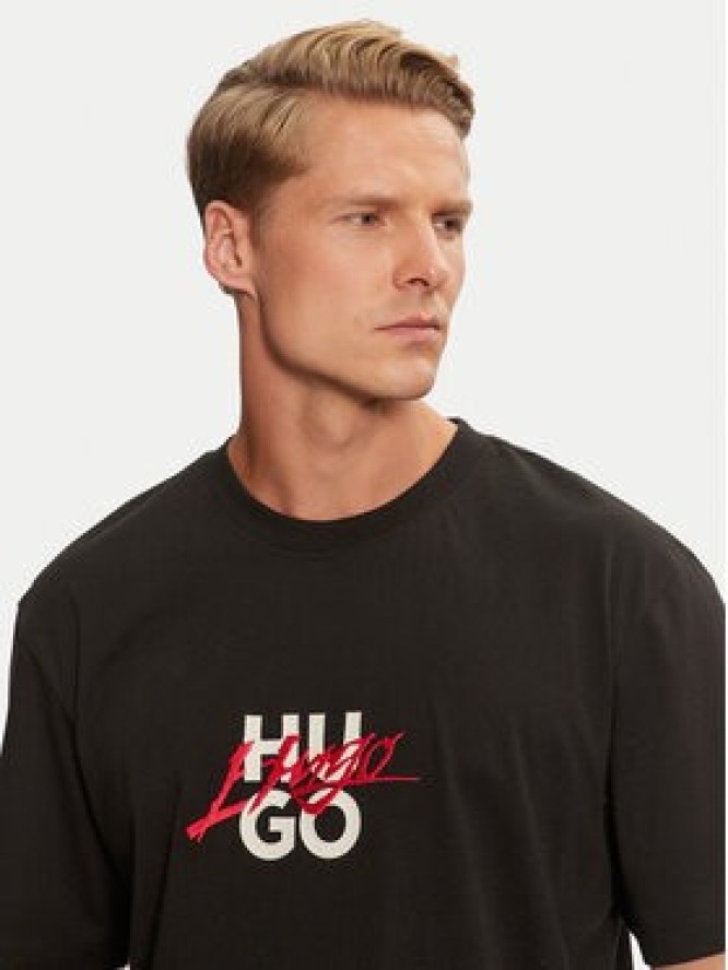 Hugo T-Shirt Dlongny 50521076 Czarny Relaxed Fit