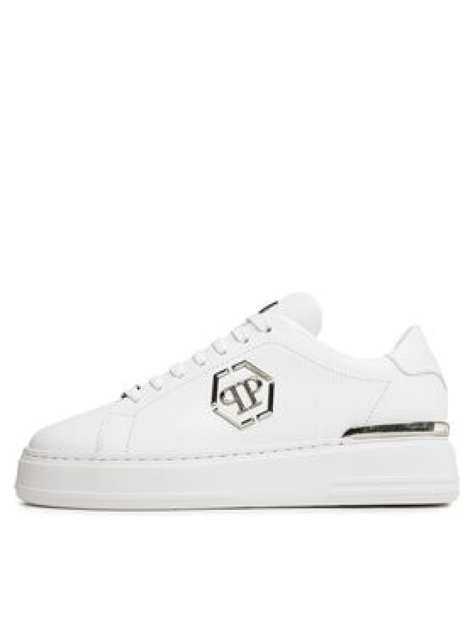 PHILIPP PLEIN Sneakersy Leather Lo-Top Sneaker FABS USC0379 PLE075N Biały