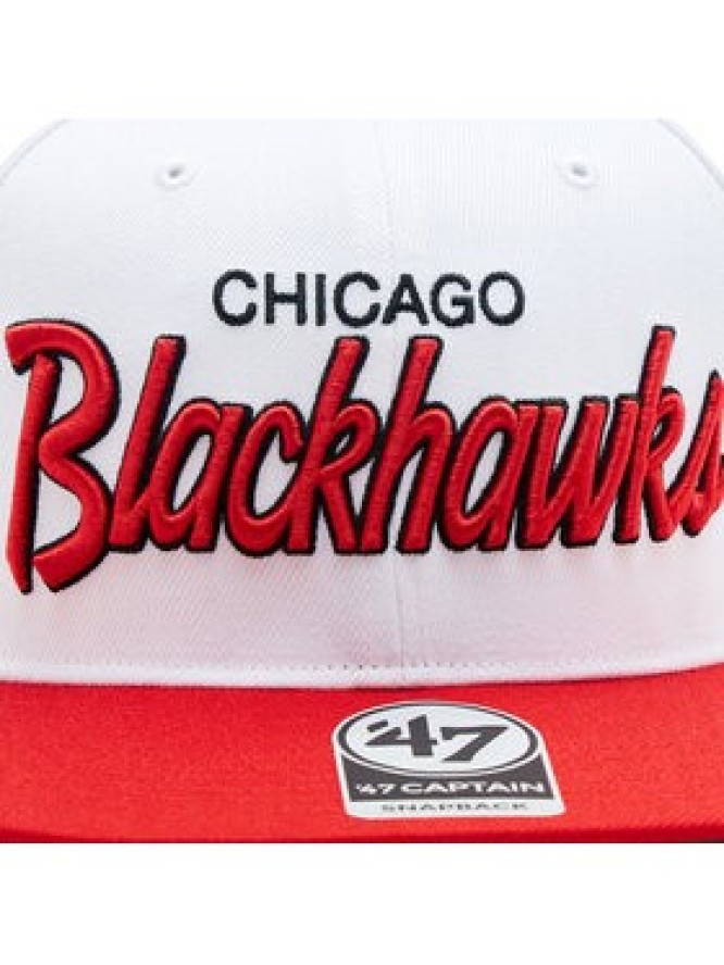 47 Brand Czapka z daszkiem NHL Chicago Blackhawks Crosstown Script Two tone '47 CAPTAIN H-CTWTT04WBP-WH Biały