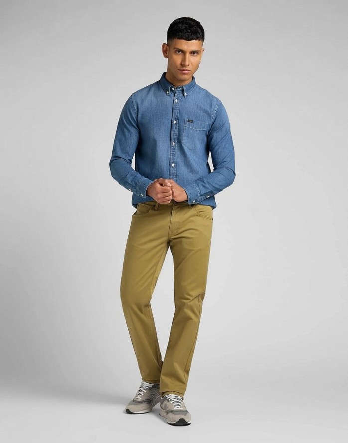 LEE BUTTON DOWN MĘSKA KOSZULA JEANSOWA TIDE BLUE L880CUQK