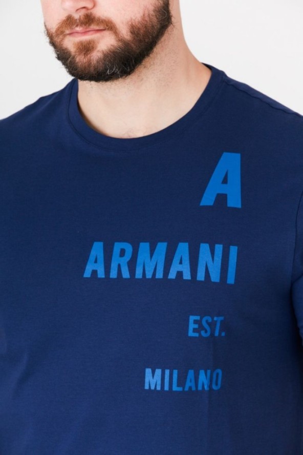 ARMANI EXCHANGE Granatowy t-shirt męski z niebieskim logo