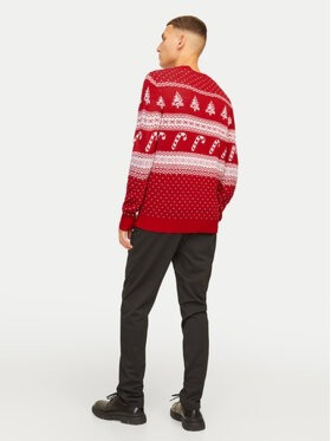 Jack&Jones Sweter Xmas Gabriel 12266118 Czerwony Regular Fit