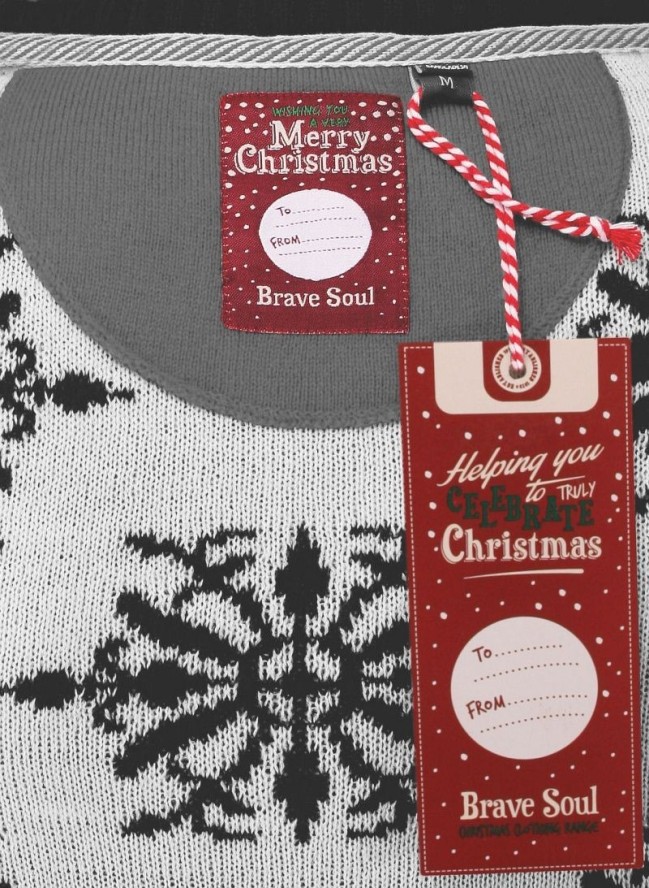 Sweter Świąteczny, w Choinki, Czapki, Skarpetki Mikołajowe, Śmieszny na Prezent, Męski -Brave Soul