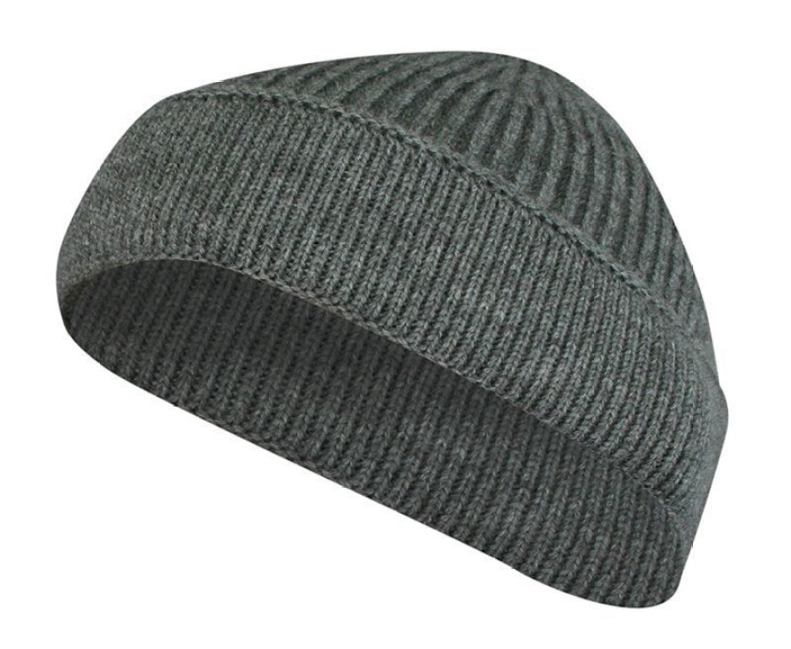 Czapka Męska, Szara Beanie, Jesienno-Zimowa, Prążkowana, Odwijana -PAKO JEANS