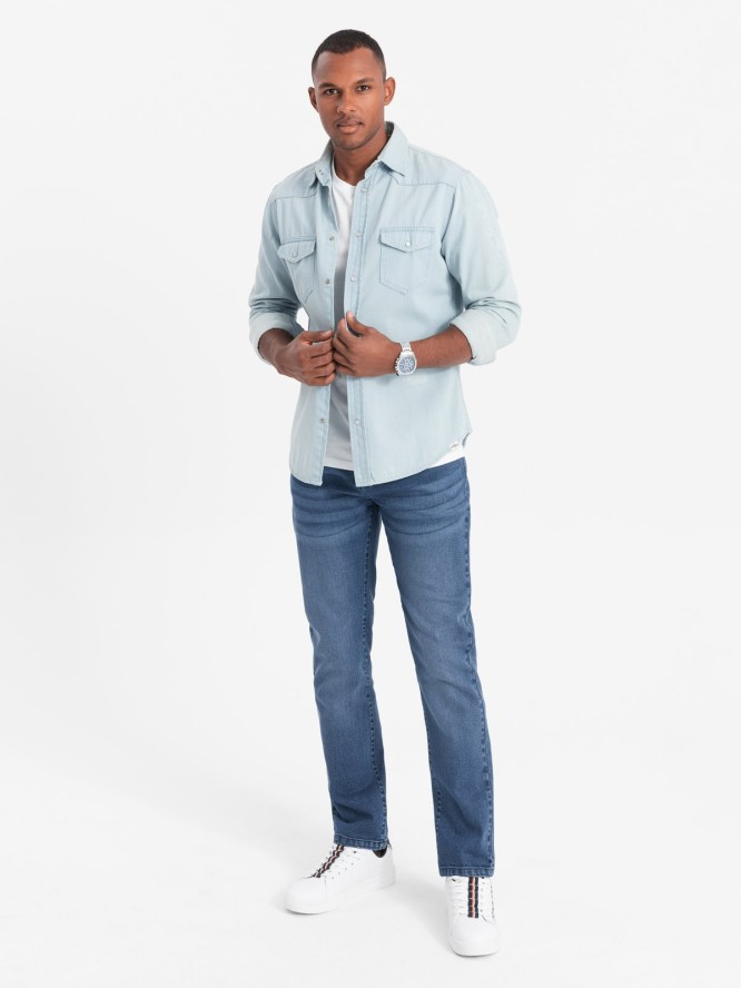 Spodnie męskie jeansowe STRAIGHT LEG - niebieskie V3 OM-PADP-0133 - XL