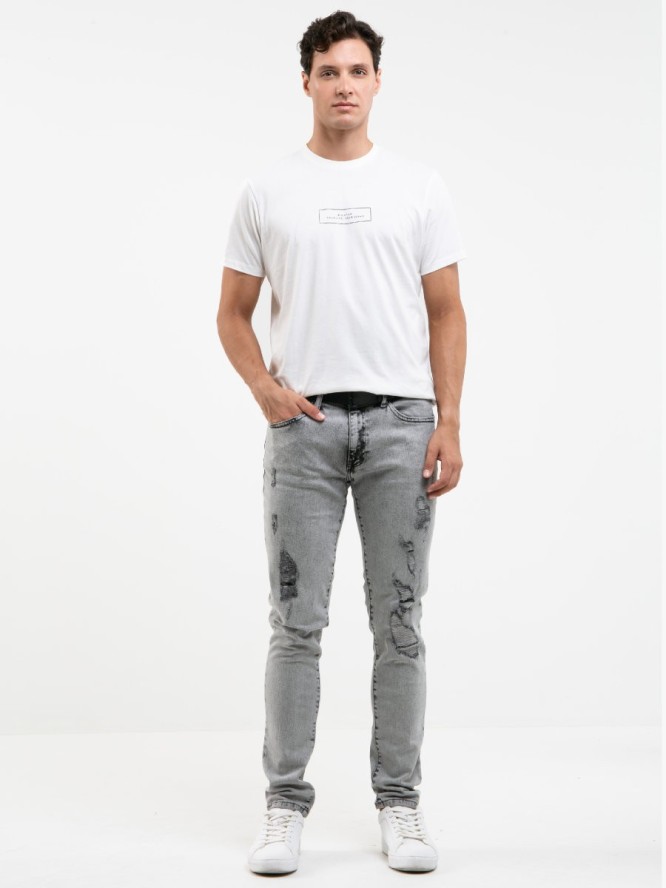 Spodnie jeans męskie z przetarciami Terry Carrot 991