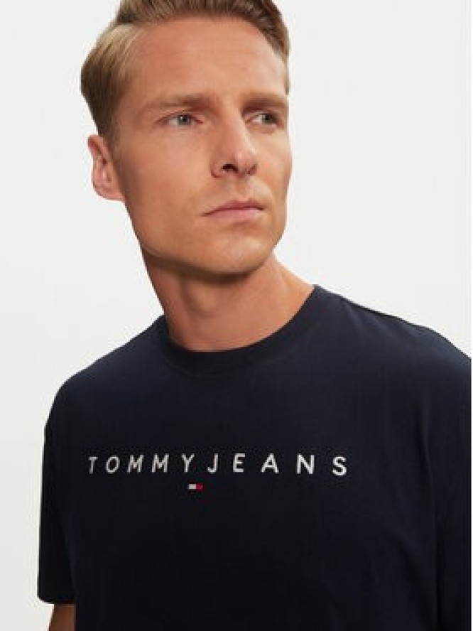 Tommy Jeans T-Shirt Linear Logo DM0DM20744 Granatowy Regular Fit