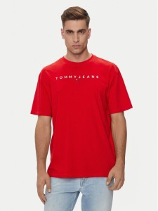 Tommy Jeans T-Shirt Linear Logo DM0DM17993 Czerwony Regular Fit